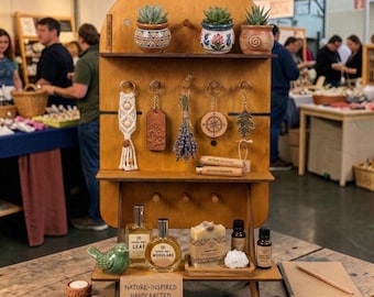 Wooden Stand, Art Market Display Rack, Tiered Wood Stand with Shelves, Retail Market Booth Display, Craft Fair Table Organizer
