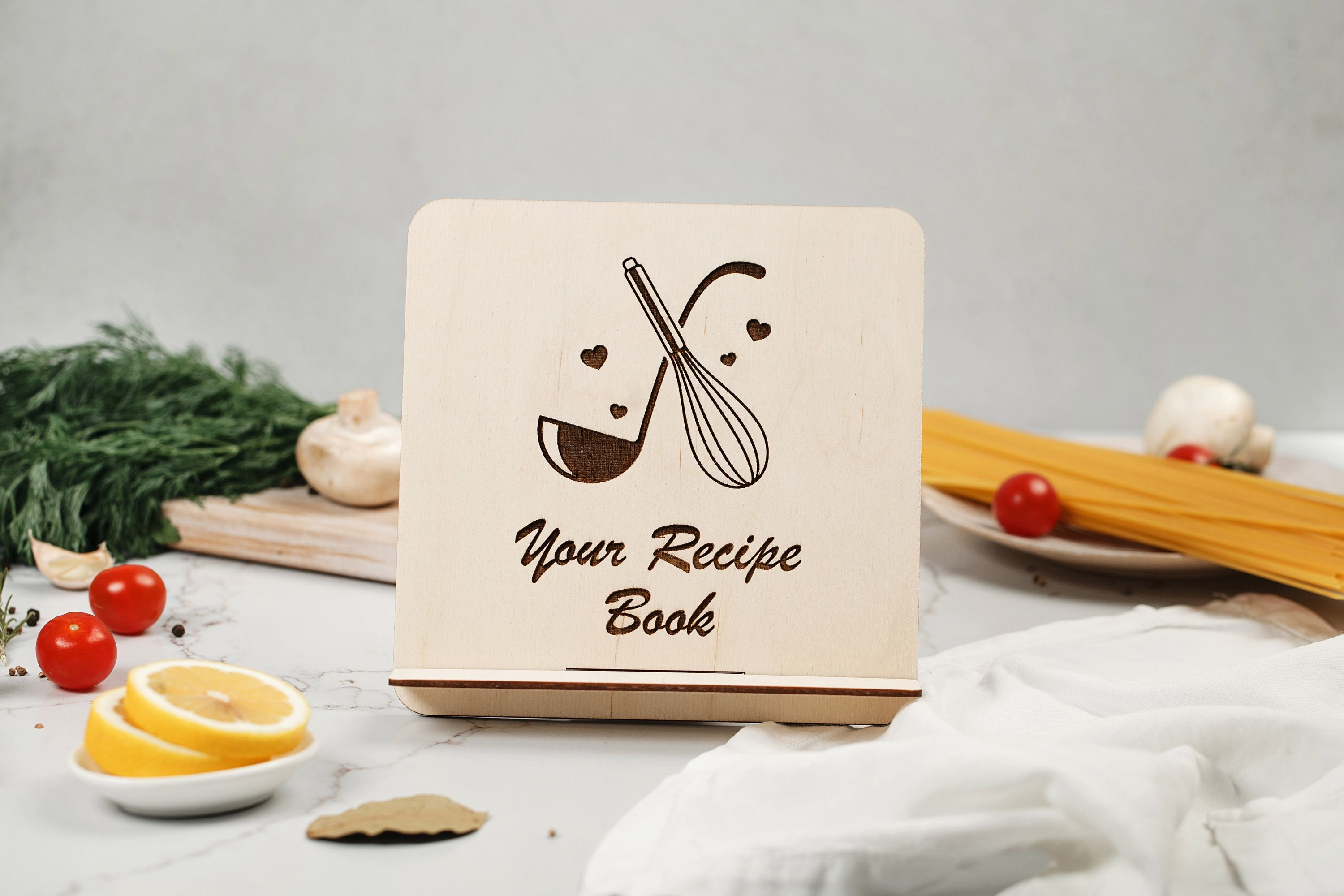 Custom Recipe Book Stand, Recipe Book Rack, Engraved Tablet Stand ...