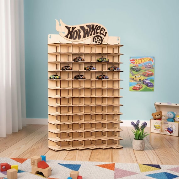 Wood Toy Car Shelf – Toy Car Display & Storage Organizer | Car Display Shelf, Toy Car Garage Holder, Toy Organizer, Toddler Boy Gift