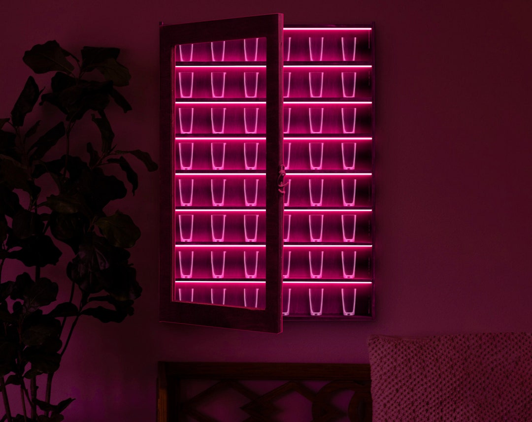 Shot Glass Display Case With Door, Shot Glass Box, Bar Display, Shot