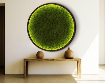 Moss wall art decor with led, Natural dried moss wall art, Extra large wall art, Oversized wall art, Aesthetic preserved moss wall decor