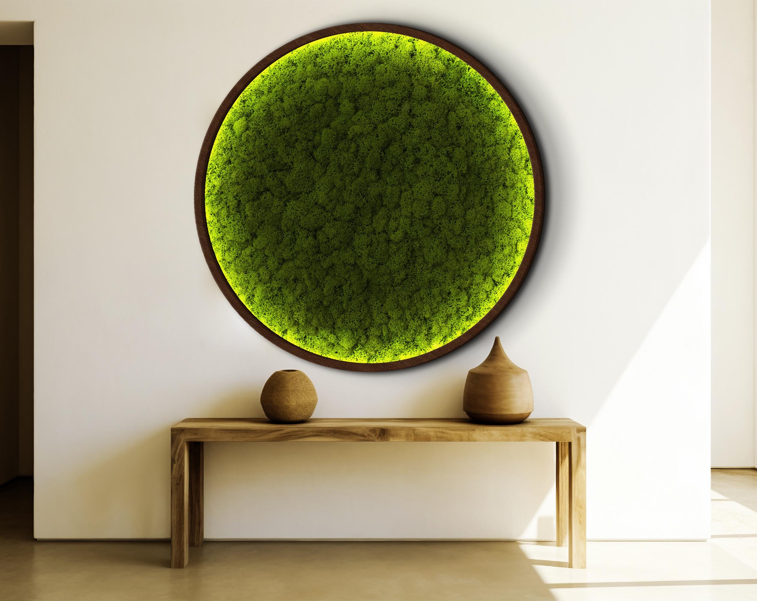 Moss wall art decor with led, Natural dried moss wall art, Extra large wall art, Oversized wall art, Aesthetic preserved moss wall decor