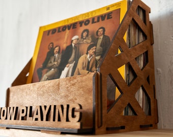 Now playing vinyl record stand, Vinyl record stand, Record holder holder, Vinyl record storage holder, LP stand, Record album display