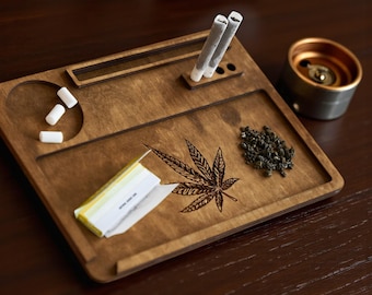 Wooden Smoking Tray - Modern Minimalist Smoking accesories, Smoker gift