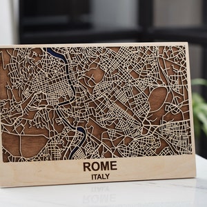 Bureau Art Mural Voyage Amoureux Cadeau Mur Carte de la ville En bois Ottawa Carte de la ville Art Wanderlust Home Decor Cadeau pour petite amie Petit ami Anniversaire
