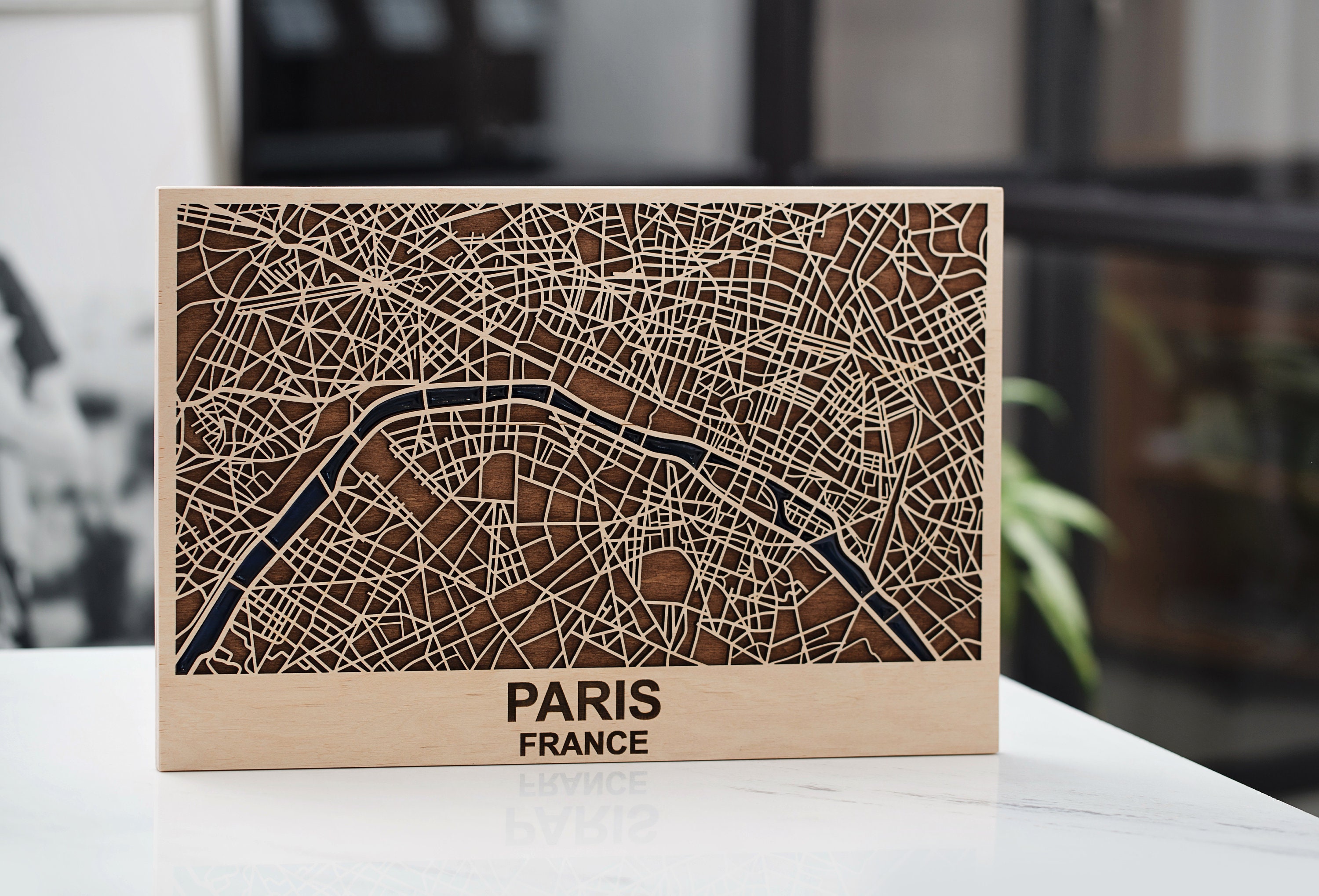 Paris Epoxid Holz Karte Laser geschnitten Straße Karten Holz | Etsy