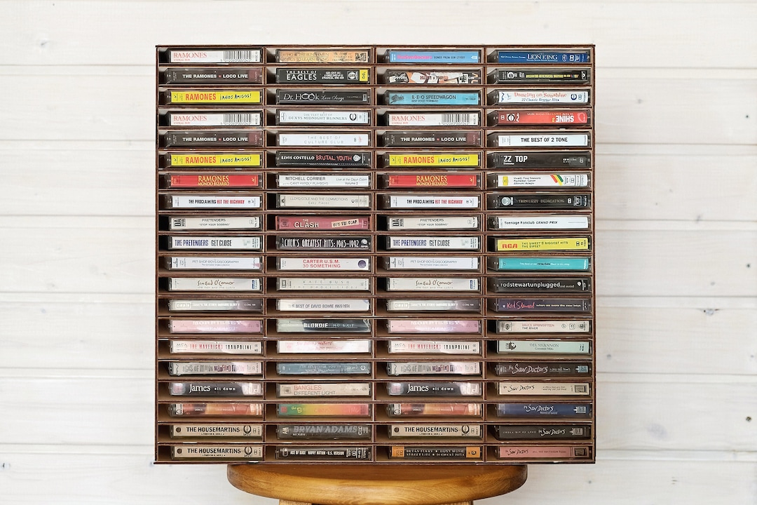 Cassette Tape Display Case Shelf, Wooden Cassette Organizer, Wooden