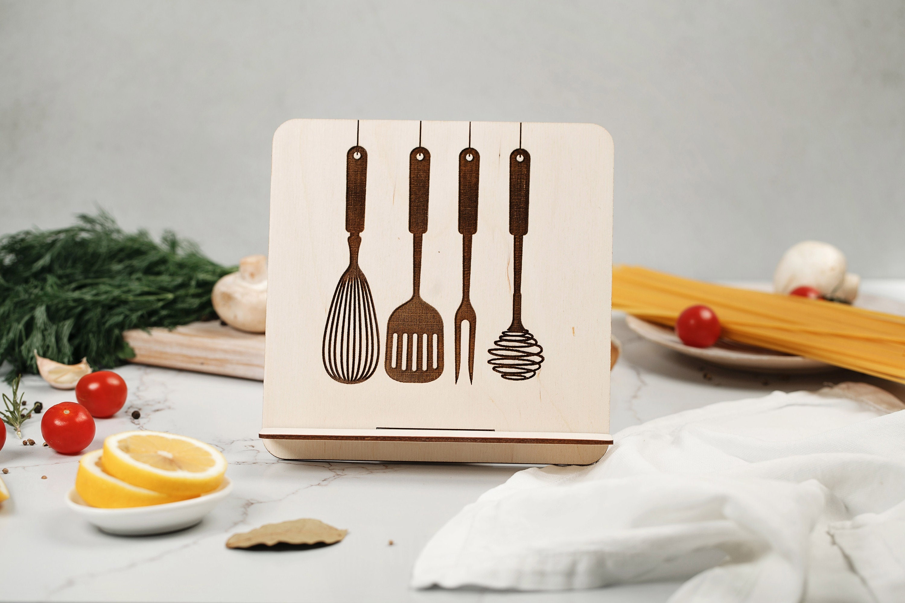 Custom Recipe Book Stand, Recipe Book Rack, Engraved Tablet Stand ...