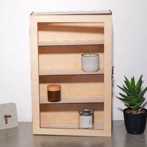 Wood display case, Display case for figures, Display shelves, Display for collectibles, Display shelf case, Display cabinet with glass door