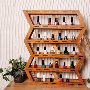 Wood nail polish organizer, Nail polish holder, Nail polish rack, Nail polish wall display shelf, Essential oils shelf, Nail polish storage