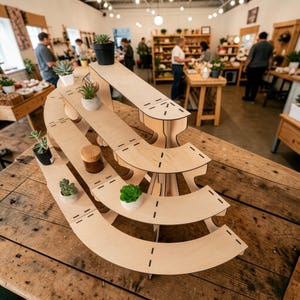 Modern Display Stand, Craft Fair Booth Stand, 3 Tier Product Display, Market Booth Stand, Plywood Tiered Shelf