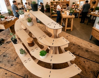 Modern Display Stand, Craft Fair Booth Stand, 3 Tier Product Display, Market Booth Stand, Plywood Tiered Shelf