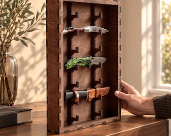 Knife Display Case, Wooden Cabinet, Collectible Knife Holder