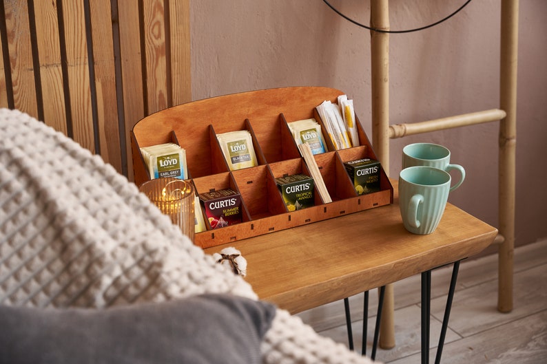 Wood Tea Organizer Tea Gift Box Tea Box Storage Kitchen Etsy