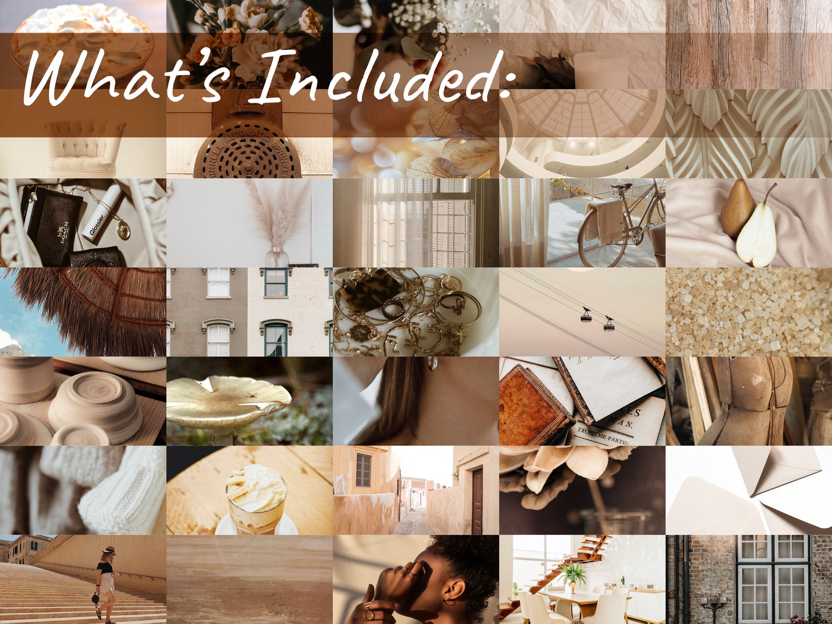 Beige Wall Collage Kit Aesthetic Wall Collage Collage Kit - Etsy