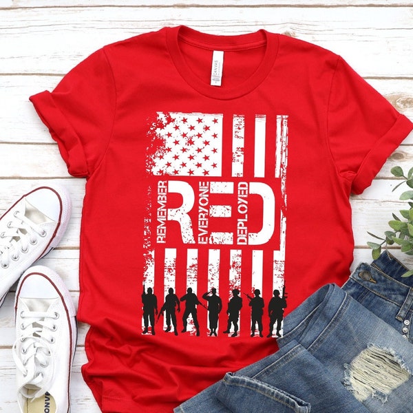 On Friday We Wear Red Shirt, We wear Red Remember Everyone Deployed, American Flag Us Veteran T-shirt, American Flag Military TShirt