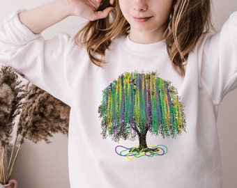 Mardi Gras Bead Tree Sweatshirt: New Orleans Carnival, NOLA