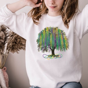 Mardi Gras tree Sweatshirt, Watercolor Mardi Gras Bead Tree,Mardi Gras Carnival Sweatshirt, New Orleans ,NOLA Shirt,Fat Tuesday Sweatshirt