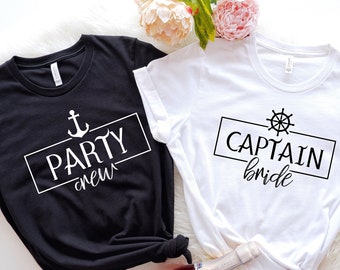 Nautical Bachelorette Party Shirts: Captain Bride & Party Crew