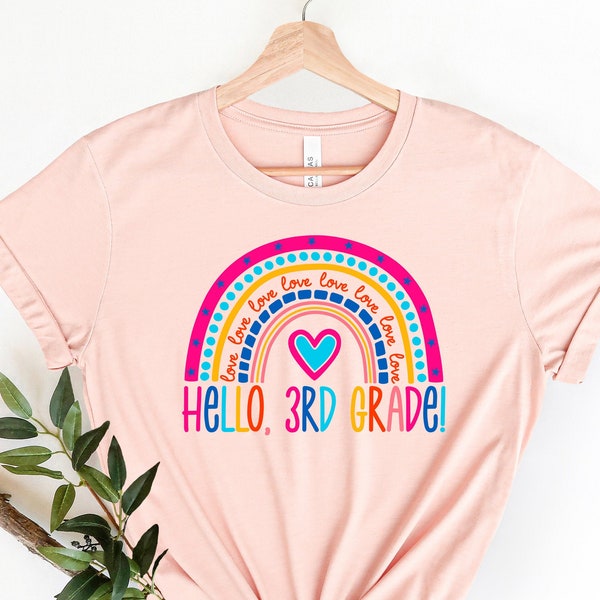 Camiseta arcoíris para maestros de tercer grado: camiseta personalizada para el regreso a clases