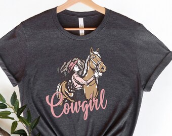 Retro Cowgirl T-Shirt: Western Horse Lover Tee