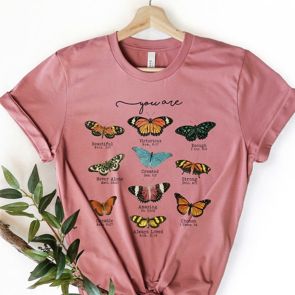 Religious Tee, Butterfly Bible Verse tee, Religious pulover, Inspirational Quotes t-shirt, Religious shirt, Christian Shirt