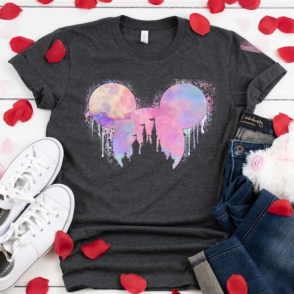 Watercolor Castle Mouse Ears Shirt: Magic Kingdom Family Tee