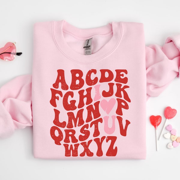 Teacher Valentine Shirt: Retro Alphabet, Love Tee