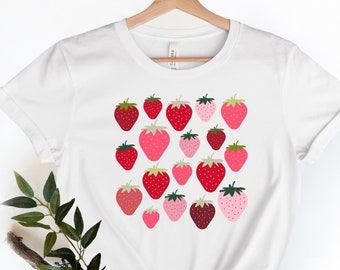 Strawberries T-Shirt, Aesthetic Shirt, Strawberry Birthday Shirt, Fruit Shirt, Strawberry Shirt, Plant Shirt, Gardening Shirt, Plant Lover