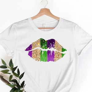 Mardi Lips Shirt,Mardi Gras Shirt, Lips Fleur De Lis Shirt, Fat Tuesday Shirt, Flower de luce Shirt, Louisiana Shirt, Saints -NO GLITTER