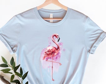 InterestPrint Custom Cool Watercolor Flamingo Womens Mesh T-Shirt