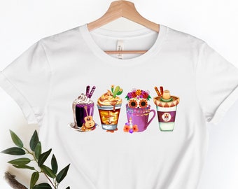 Dia de Muertos Coffee Cups T-Shirt: Mexican Halloween Fiesta Design