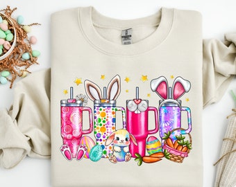 Easter Tumbler Bunny Sweatshirt: Happy Easter Day Tee