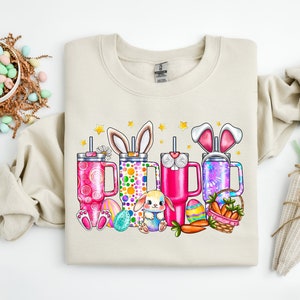 Easter Tumbler Shirt, Easter Bunny cup Shirt, Happy Easter Day Shirt, Funny Easter Shirt, Rabbit Sweatshirt, Peeps Bunny Easter Day Tee