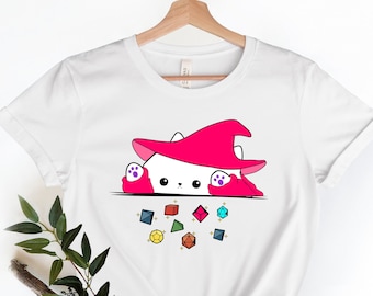 Cat Wizard Dice T-Shirt: Tabletop RPG Tee