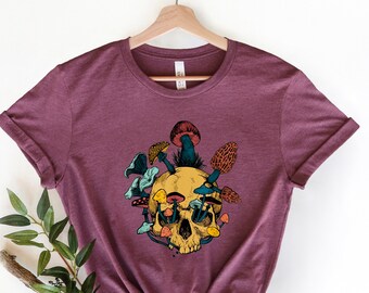 Mushroom Skull T-Shirt: Cottagecore Goth Clothing