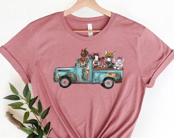Farm Animal Truck Shirt for Birthday Gift for Women - Farm Animal Tshirt for Women - Farm Animal Gift for Her - Cute Farm Gift for Mom