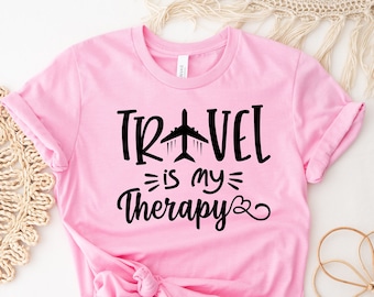 Travel is My Therapy Shirt: Airplane Vacation Tee