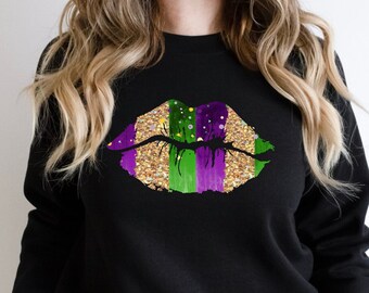 Mardi Gras Lips Sweatshirt: Fleur De Lis, Louisiana Shirt