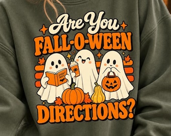 Are You Fall O Ween Directions Shirt, Funny Halloween Teacher Ghost Tee, Comfort Colors T-Shirt Gift for Teachers and Spooky Classrooms
