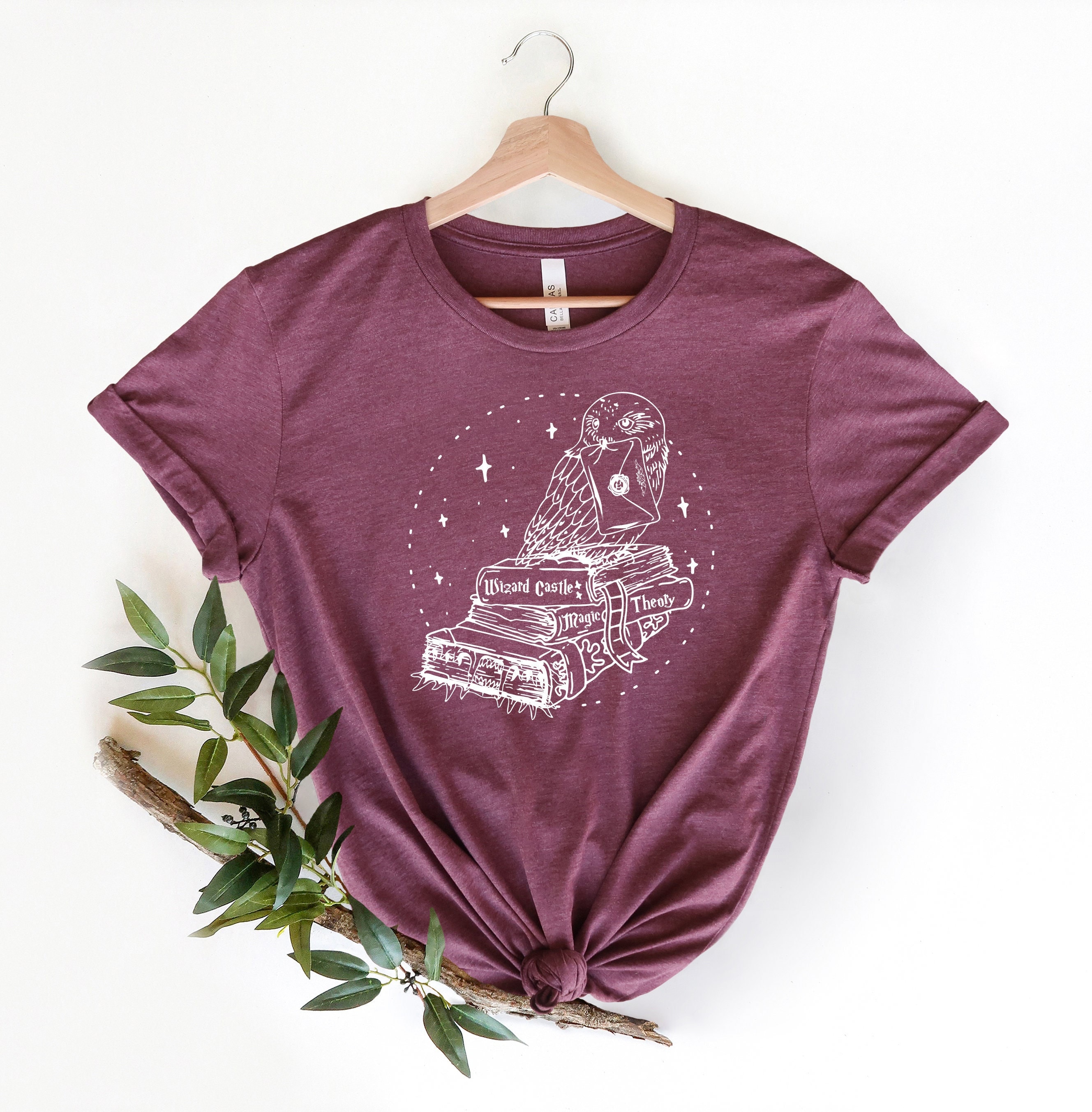 Owl on textbooks. Wizard Shirt, BFF shirts, Best friends shirt. Book reading magic shirt, bookish sh