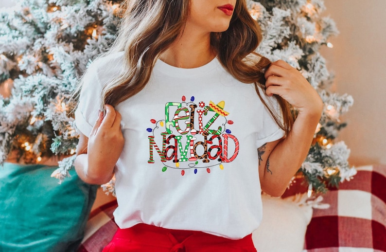 Feliz Navidad Shirt Navideño Tees Spanish Merry Christmas image 1