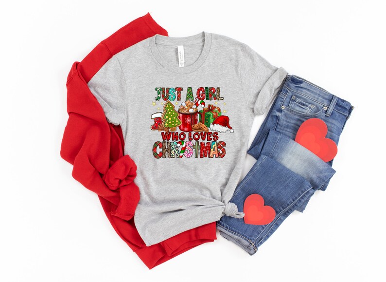 Just A Girl Who Loves Christmas Shirt, Women's Christmas Shirt, Christmas Gift Shirt, Christmas Lover Shirt, Holiday Shirt, Winter Shirt image 3