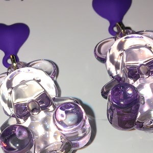 Acrylic resin transparent teddy bear stud earrings