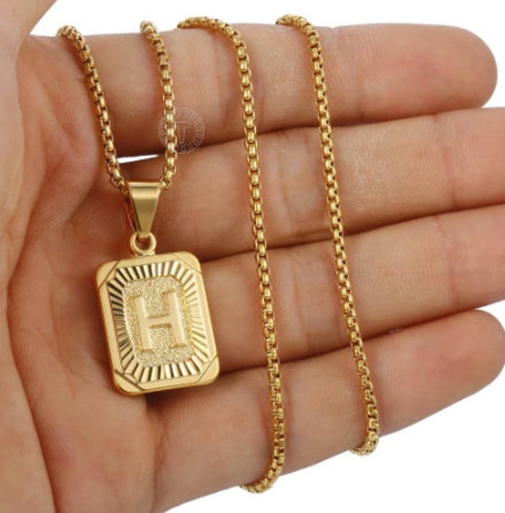 Gold Plated Initial Chain Necklace Etsy