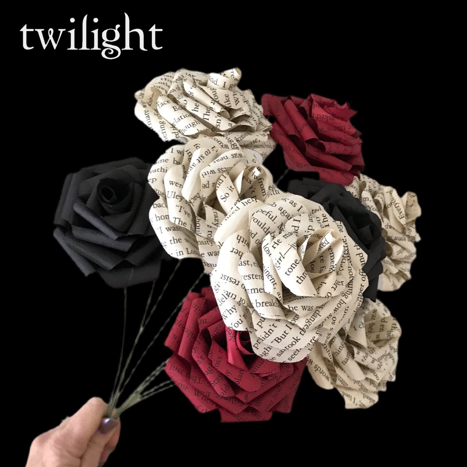 Twilight Literary Book Page Paper Flowers