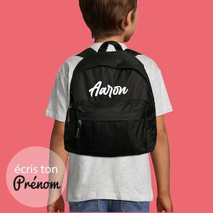 Sac-à-dos junior  "Typographie" prénom personnalisé, Sac à dos tendance - enfant - maternelle - personnalisé - anniversaire - bébé