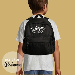 Sac-à-dos junior thème "AVION" prénom personnalisé, Sac à dos tendance - enfant - maternelle - personnalisé - anniversaire - bébé - rentrée