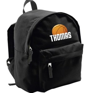 Sac-à-dos noir  "Basketball" Junior prénom personnalisé, Sac à dos tendance - enfant - maternelle - personnalisé - anniversaire - rentrée