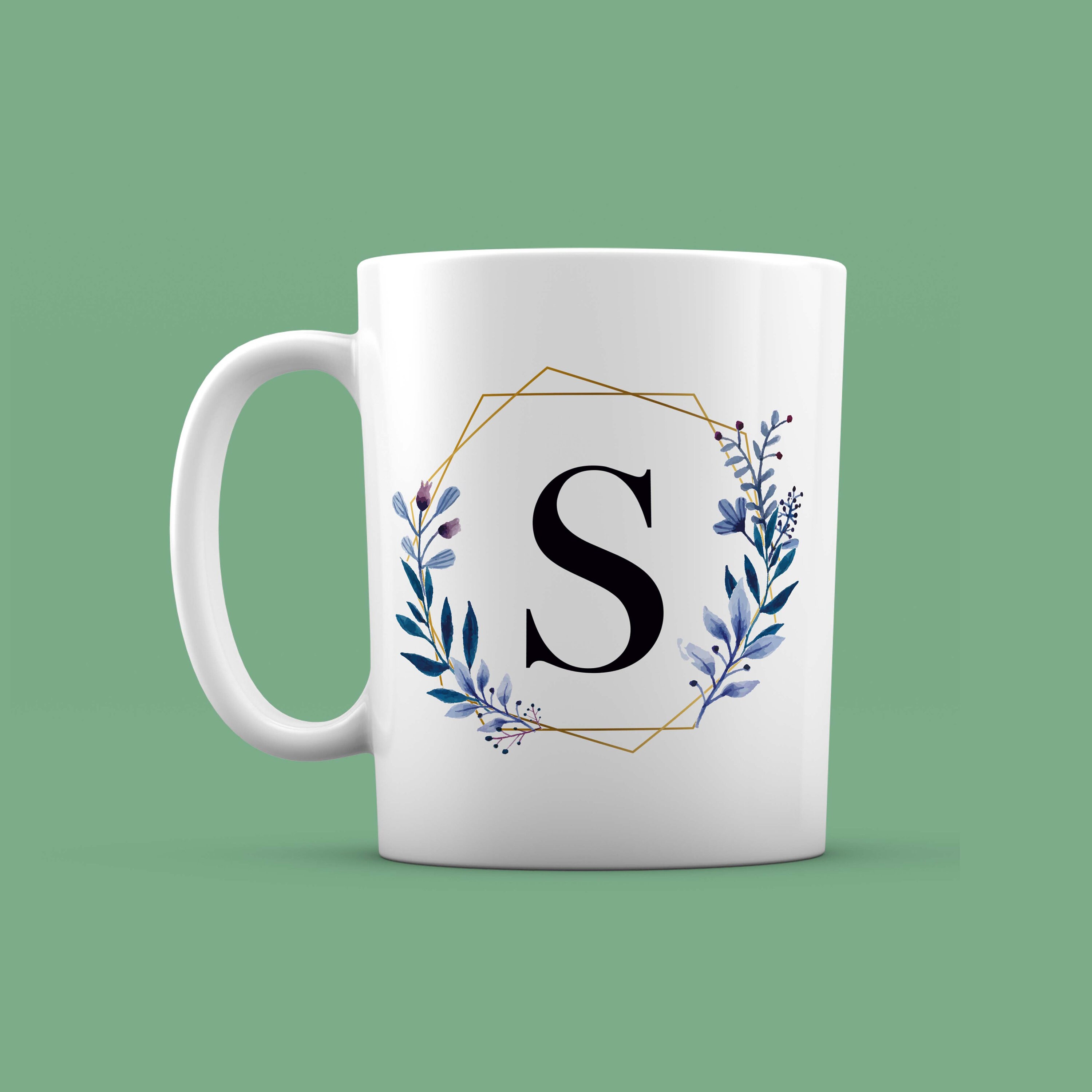 Mug Initiale - Couronne de Fleurs Personnalisable